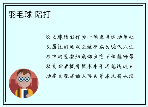 羽毛球 陪打
